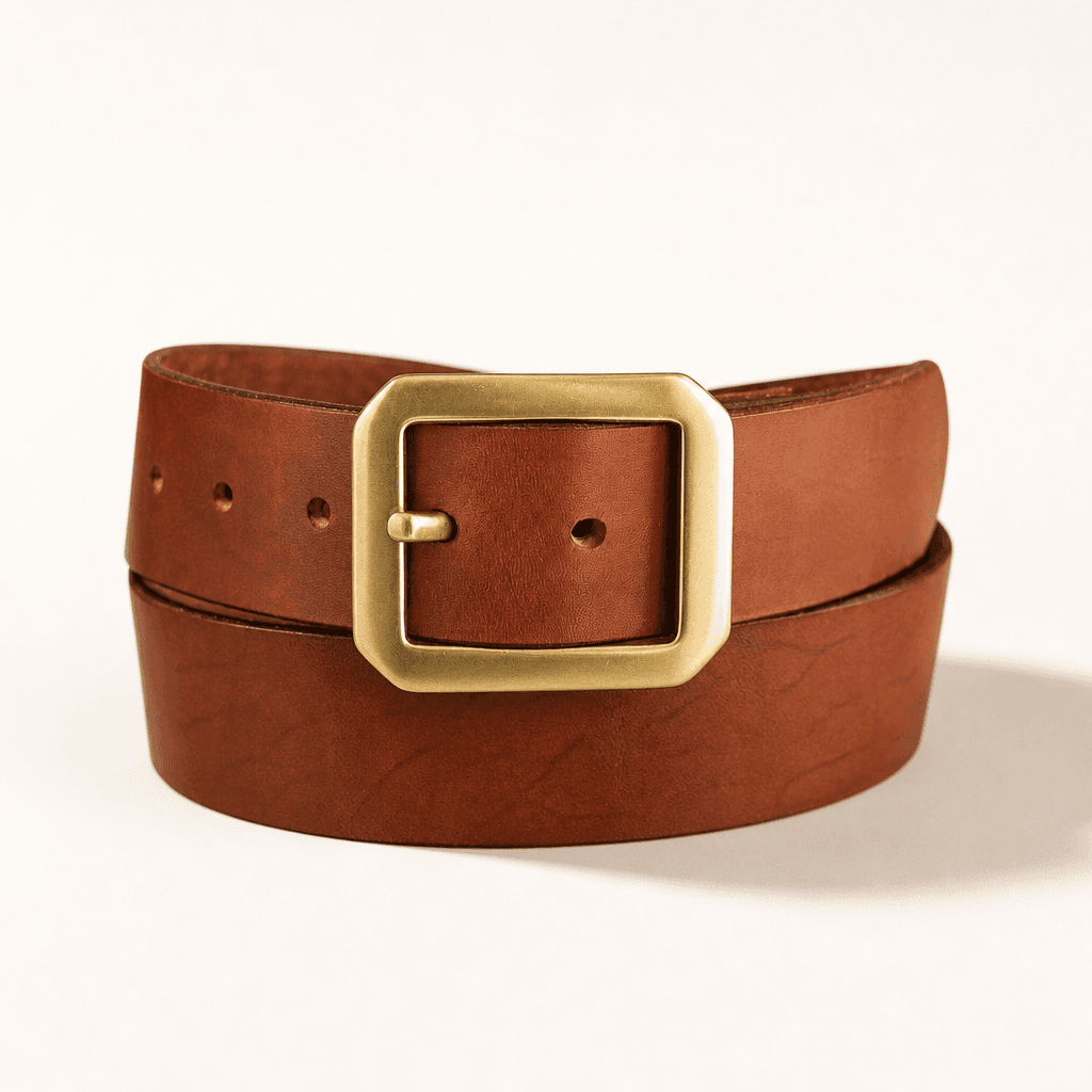 Palsjö Leather Belt with Brass Buckle — EDC Leather Belt