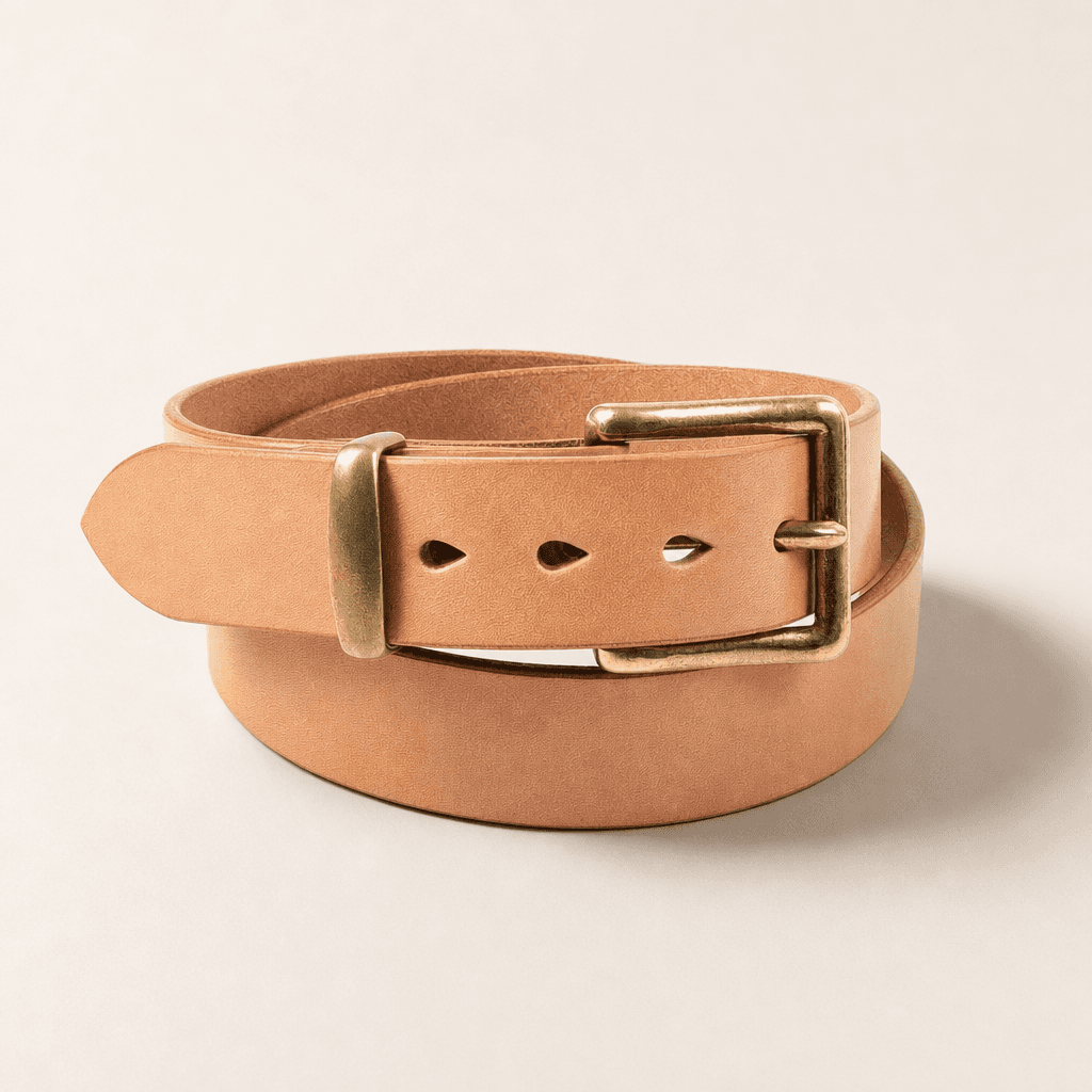 Iron Heart Heavy Duty Tochigi Leather Belt — Natural — EDC Leather Belt