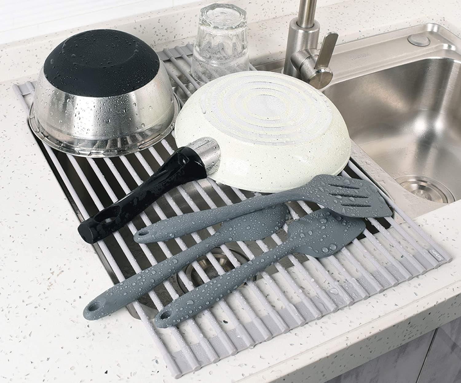 Surpahs Over-the-Sink Multipurpose Roll-Up Dish Drying Rack