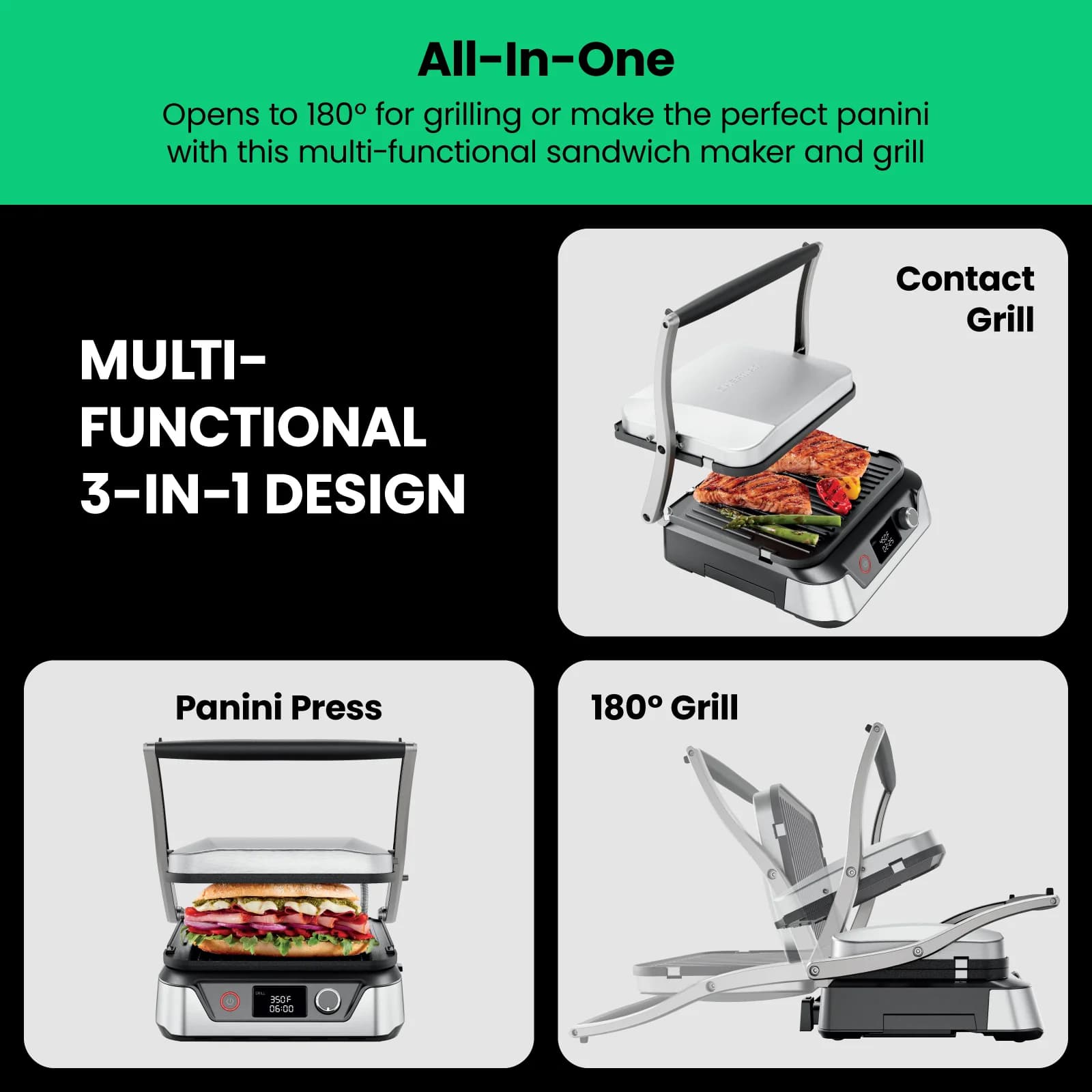 Chefman 5-in-1 Digital Panini Press Grill