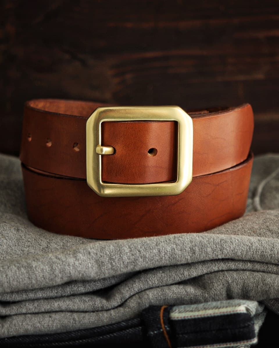 Palsjö Leather Belt with Brass Buckle