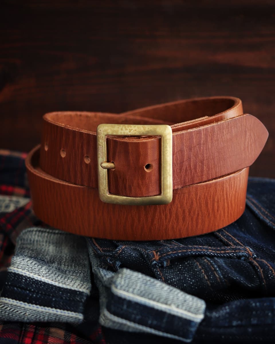Palsjö Leather Belt with Brass Buckle