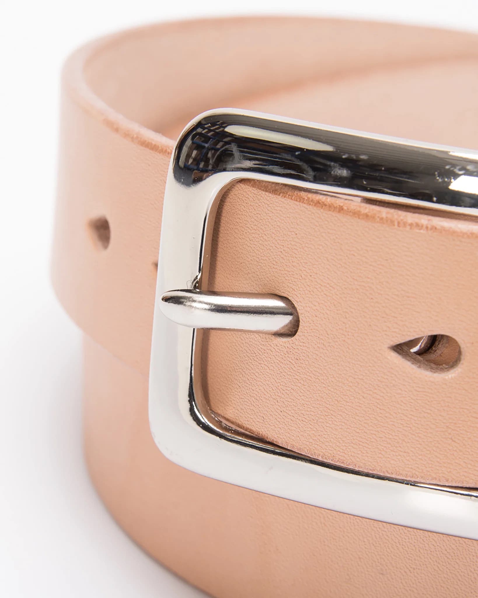 Iron Heart Heavy Duty Tochigi Leather Belt — Natural, Nickel-Plated Brass