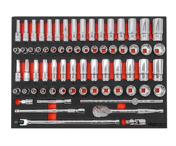 BoxoUSA 68-piece 1/2-inch Drive 6-point Metric & SAE Master Chrome Socket Set