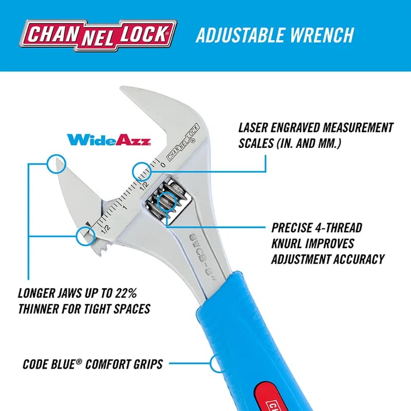 Channellock WideAzz Adjustable Wrench